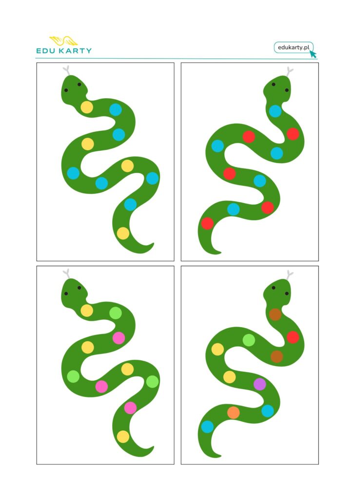 Kolorowy wąż zabawa karta 3