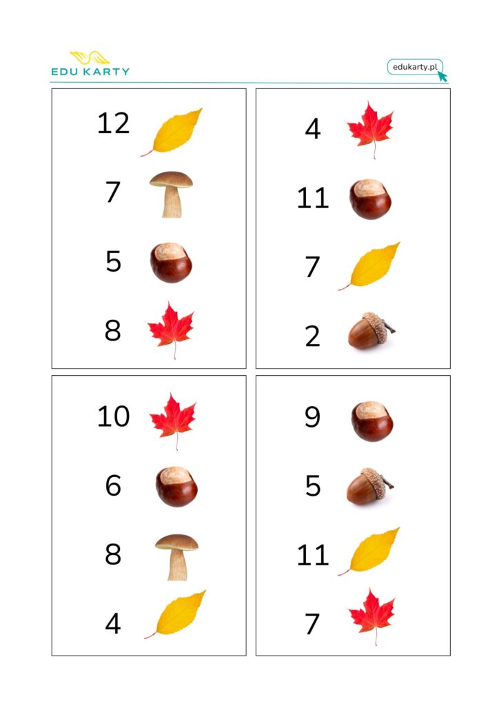 dary jesieni nauka liczenia