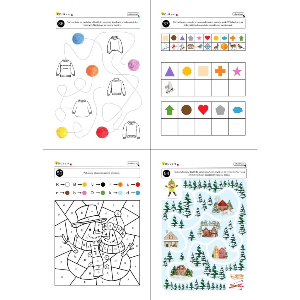 zimowy pakiet kart pracy 6