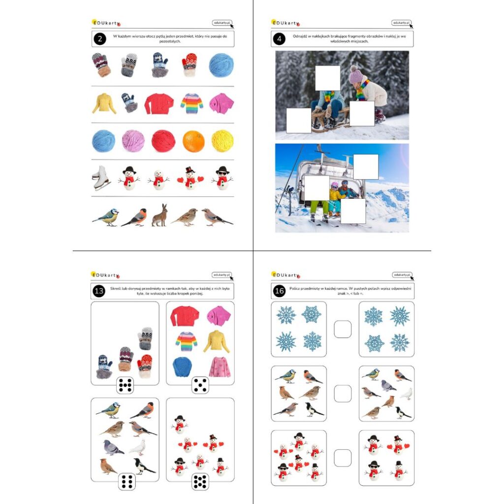 zimowy pakiet kart pracy 4