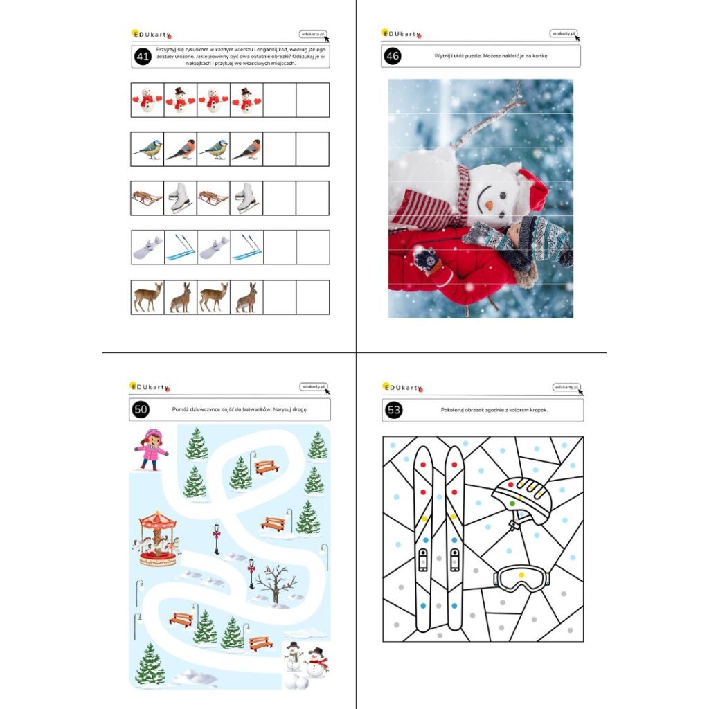 zimowy pakiet kart pracy 3