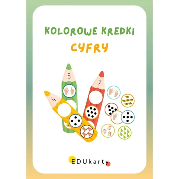 karty edukacyjne cyfry przedszkolak kolorowe kredki